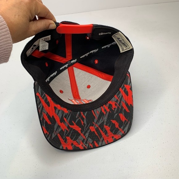 Adidas Climalite Mens Baseball Cap Hat Black Red Snapback Embroidered One Size - Picture 9 of 12